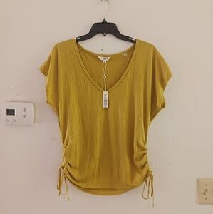Max Studio Cap Sleeve Ruched Crinkled‎ Top